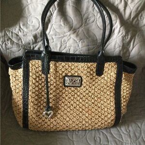 Brighton Straw and leather trim handbag